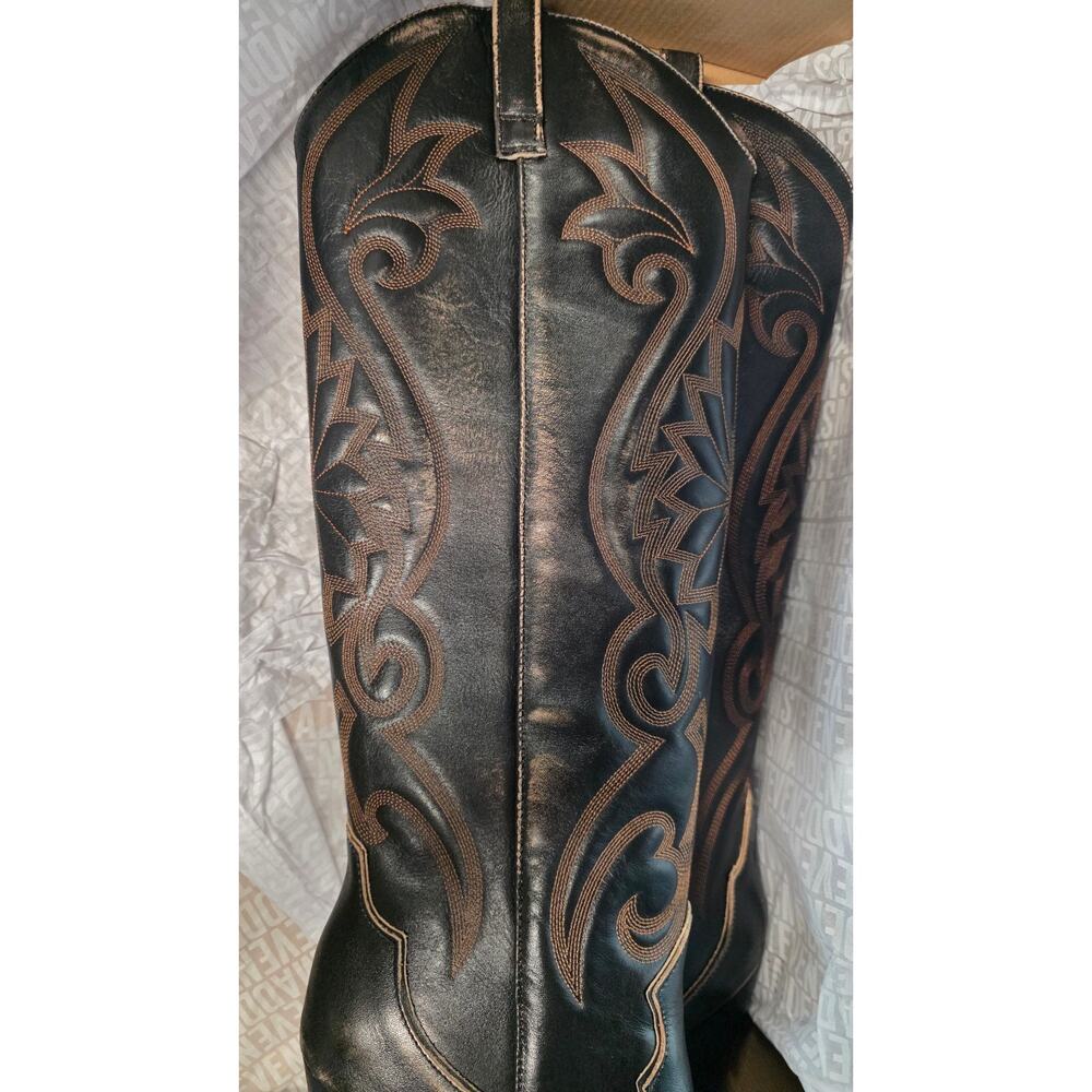 Steve Madden Lasso Western Leather High Boot Womens Size 9 Brown Distressed - Picture 9 of 10